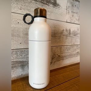 Starbucks China White Tumbler insulated Bottle Bronze Color Lid stainless steel